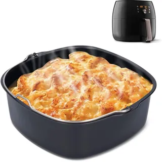 Hapivida Backform Airfryer Heißluftfritteuse Form, 22cm Backform Airfryer | Eisen, Antihaft Backform Kuchenfass, Hitzebeständig Wiederverwendbar für HD9925 HD9860 HD9905 Luftfritteuse