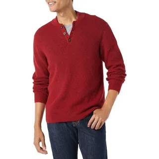 Amazon Essentials Herren Soft-Touch-Henley-Pullover mit Langen Ärmeln, Rot, XXL