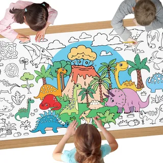 AYESY Dinosaurier Mal Tischdecke, 183 x 76 cm, Riesige DIY Papier Ausmal Tischdecke, Bastelposter, Geschenke, Aktivitäten Banner, Kunst Klassenraum Dekoration
