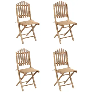 vidaXL 5-tlg. Garten-Essgruppe mit Kissen Klappbar Bambus - Beige