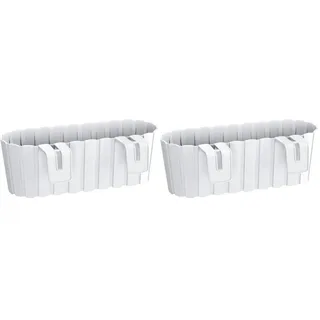 Prosperplast Boardee Hook Blumenkasten Balkonkasten Blumentopf Pflanzkasten 4,9L 383x212x130mm (Weiß) (Packung mit 2)