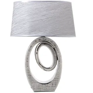 DRW Moderne Tischlampe aus Keramik mit silberfarbenem Lampenschirm, 38 x 24 x 57 cm, Basis 22 x 8 x 32 cm