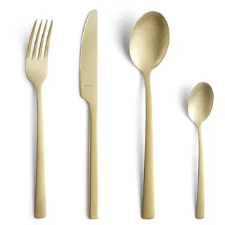 Amefa MANILLE 16-teilig Champagner PVD Beschichtung| Edelstahl rostfrei | Besteck Gold
