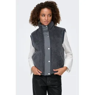 Plüschweste ONLY "ONLBARI LIFE TEDDY WAISTCOAT OTW", Damen, Gr. XL, schwarzened pearl, Plüsch, Obermaterial: 100% Polyester, unifarben, normal, Westen Plüschweste, Kunstfaser