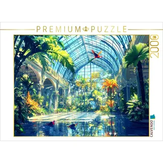 CALVENDO Puzzle Tropisches Paradies im Gewächshaus - Anime Landschaft | 2000 Teile Lege-Größe 90x67cm Foto-Puzzle für glückliche Stunden