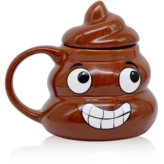 Kreative Poop Tasse, 3D Lustige Keramik Kaffeetasse mit Deckel, 400ML Tetasse, Idee für kreative Geschenke
