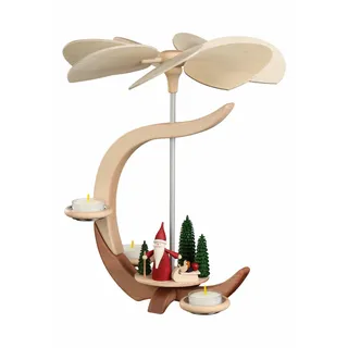 seiffener volkskunst eg schauwerkstatt Pyramide C Form Motiv Weihnachtswichtel mit Schlitten, BxHxT =27x30x27cm NEU