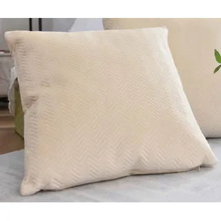 Gardinenbox Kissen Dekokissen LxB 45x45 cm Creme Jacquard »Greta« mit Fischgrät-Design pflegeleicht Reißverschluss weiche 320g Füllung - Vielfältige Farbauswahl, 2023510