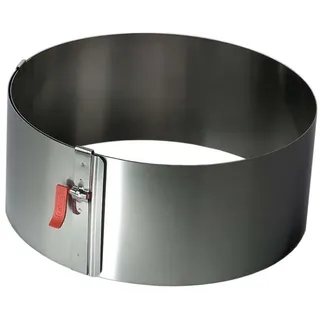LARES Tortenring mit Klemmhebel Edelstahl | Skala | 18–30 cm | Made in Germany | 10 cm hoch | Verstellbarer Kuchenring rund | Spülmaschinengeeignet