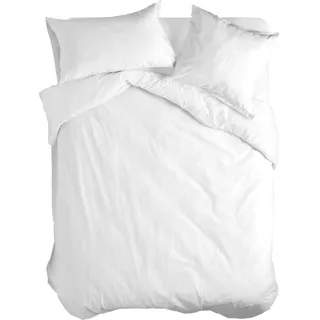 Basic Bettbezug Weiss 135 x 200 cm 100% Baumwolle Hergestellt in Europa - Weiß