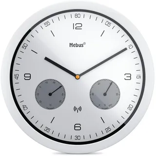MEBUS Funk-Wanduhr 26,0 cm 52826 weiß