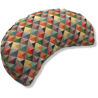 savasanas "Arlecchino, yogakissen halbmond, meditationskissen halbmond, halbmond Kissen, Yoga Kissen, Baumwolle und Buchweizenschale – Kissenhülle waschbar