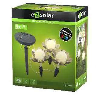 EZSOLAR Solar LED Kelchleuchten im 3er-Set Gartenfackeln Gartendeko