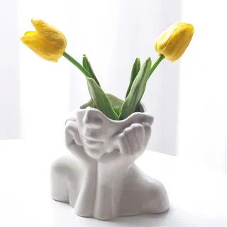 Romehaha Gesichtsvase, Blumenvase, Schreibtischdekoration, Keramik-Körpervase, weibliche Form, ideale Regaldekoration, Moderne Bauernhaus-Tischdekoration, kleine niedliche Vase, Bücherregal,