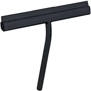 Bad- & Duschabzieher Mod. Agana silikonbeschichteter Edelstahl mit Haken magnetische Wandhalterung streifenfreies Abwischen 25 x 4 x 22 cm schwarz