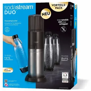 Sodastream Duo titan + 2 Glaskaraffen + Zylinder