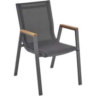 Ambia Garden Stapelsessel , Anthrazit , Holz, Metall, Textil , Eukalyptusholz , massiv , eckig , 55x64.5x88.5 cm , Gartenmöbel, Gartensessel, Stapelsessel