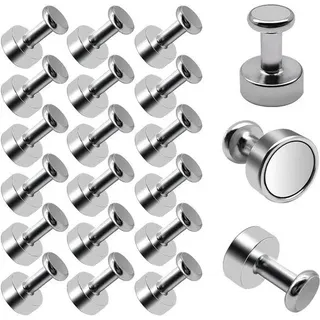 Unyqoos® Neodym-Magnete 18er Set – starke Mini‐Magnete Ø12×16 mm, Nickel‐Kupfer‐Nickel‐Beschichtung, hält bis zu 17 A4‐Blätter, für Kühlschrank, Whiteboard, Pinnwand - Silber