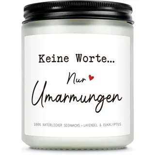 Giftasy Trauergeschenk - Duftkerze im Glas, Trauerkerze, Trauer, Mutmacher Geschenk, Entspannung Geschenk für Frauen, Keine Worte Nur Umarmungen