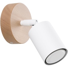 SOLLUX lighting VERDO 1-Glühbirnen Elegante Wandleuchte – GU10-Fassung – Wandleuchten Lampe Für Innen - Glühbirne nicht Enthalten – 18x16x16cm Weiß/Holz