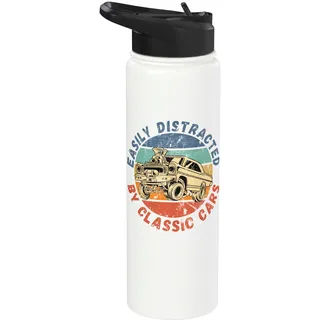 Leicht abgelenkt von klassischen Autos, lustiger antiker Vintage Stainless Steel Insulated Water Bottle