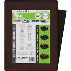 GARDENIX® 16 m2 Zweifarbiges Braun/Schwarz Anti Unkrautvlies 50g/m2 ‒ Gartenvlies Hohe UV-Stabilisierung reißfest und wasserdurchlässig (1,6m x 10m)