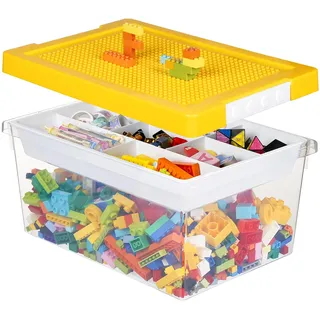 Greentainer Aufbewahrungsbox Spielzeug mit Deckel & AbnehmbaresTablett & Bauplatte,Spielzeug Box aus PP,Aufbewahrungskorb Kinder,Spielzeugkiste für Kinderzimmer Aufbewahrungsbehälter für Blöcke