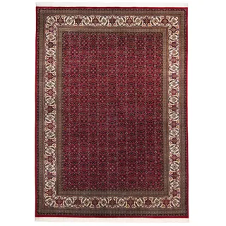 THEKO Orientteppich "Sirsa Seta Bidjar" rechteckig 12 mm Höhe handgeknüpft, Material: 80% Wolle, 20% Seide, mit Fransen, rot, creme