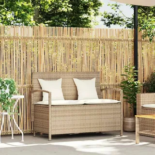 vidaXL Gartenbank mit Stauraum und Kissen Beige Poly Rattan - Beige