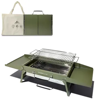 Charmline 39x27cm Foldable Portable Holzkohlegrill, Kleiner Campinggrill Holzkohle, Picknickgrill Grill, BBQ Grill für Outdoor, Geeignet für Gärten, Strände, Rasenflächen und Tischplatten, Grün