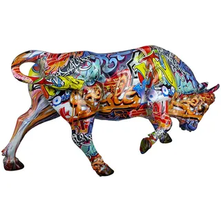 Casablanca by Gilde Casablanca Deko Figur Tierfigur Stier - aus Kunstharz im Street Art Design - Farbe: Mehrfarbig Höhe 27 cm