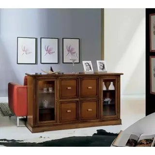 Wohnzimmer Sideboard Glas Schrank Vitrine Esszimmer Anrichte Holz Möbel - Braun