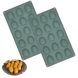 MARUKO Muttertag 2 Stücke Mini Madeleine Backformen, Silikon Madeleines Backformen, Bärentatzen Backform für Kuchen, Schokolade, Süßigkeiten, Kekse, 15 Hohlräume (Carbon Grey)