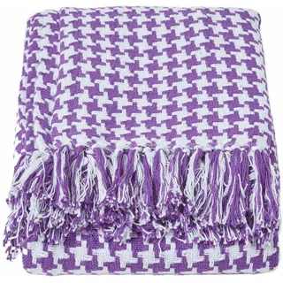 Homescapes Überwurf 225/255 cm, Hahnentritt-Muster , Lila , Textil , Grafikmuster , Rechteckig , 225x255 cm , Oeko-Tex® , Heimtextilien, Bettwäsche & Leintücher, Tagesdecken