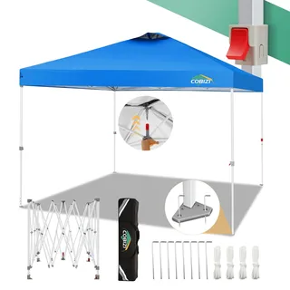 COBIZI Pavillon 3x3 Faltpavillon 3x3 wasserdicht stabil Winterfest mit | Pop-Up Klicksystem | UV-Schutz 50+ | Partyzelt Garten Zelt klappbar 3x3m mit Lüftungsöffnung inkl. Tasche & 8X Erdspieße, Blau