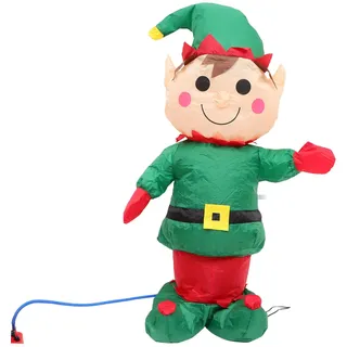 Parliky Aufblasbare Weihnachtsfigur Elf 1,5m Leuchtende Gartendekoration Außen mit LED Weihnachtsdeko Modell