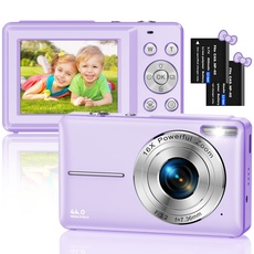 Digitalkamera, HD 1080P 44MP Fotokamera Kompaktkamera, Mini Digitalkameras, Wiederaufladbare Digital Kamera mit 16X Digitalzoom für Kinder, Erwachsene, Mädchen, Jungen, Anfänger(Lila)