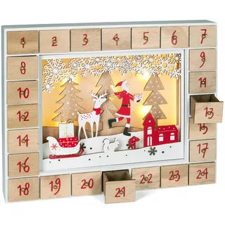 Brubaker Wiederverwendbarer Adventskalender Weihnachtsmann im Wald 35,5 x 6 x 27 cm
