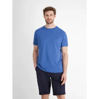 T-Shirt LERROS "Basic T-Shirt mit Logostitch, unifarben", Herren, Gr. S, blau (cobalt blau), 100% Baumwolle, Rundhals, Shirts T-Shirt