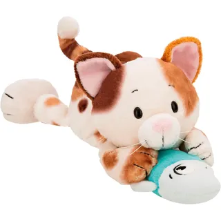 NICI Kuscheltier Glückskatze & Fisch 30 cm Braun