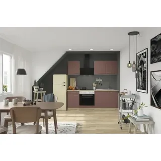 Optifit Küchenzeile ohne Geräte Bari407 210 cm rostrot matt zerlegt Variante reversibel KPBA 2136OE-9+