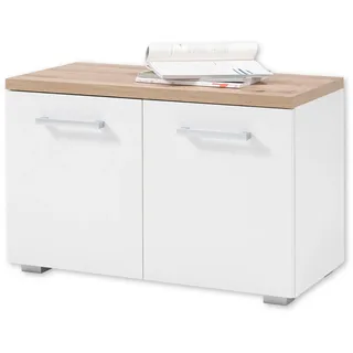 Stella Trading GOMERA Schuhbank 78 x 50 x 38 cm weiß / Artisan Eiche Optik