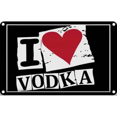Blechschild 20x30 cm - Alkohol I love Vodka (Herz) Metall