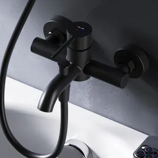 AM.PM Badewannenarmatur Wannenarmatur Schwarz Einhebelmischer Wandmontage Bad Messing Badewannen Armaturen