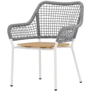 Gardenson Loungesessel , Grau, Naturfarben, Weiß , Holz, Metall, Textil , Teakholz , zylindrisch , 59x88x55 cm , Gartenmöbel, Loungemöbel, Lounge-Serien