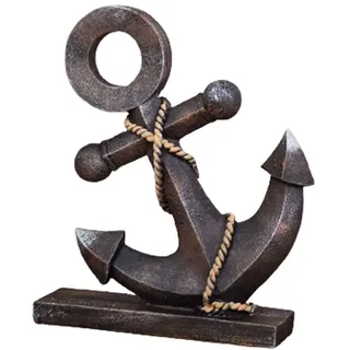 FIYSON Maritimes Dekorations, Vintage Deko Anker, Steuerrad Mit Anker Holz Wanddeko Maritime Deko, Mediterranen Stil Dekoanker,Maritim Symbol Geschenk Hauptdekoration (Anker)
