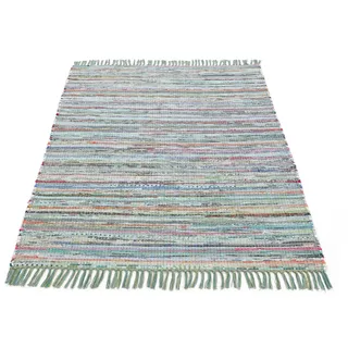 carpetfine Kelim Chindi Wendeteppich 60 x 110 cm Grün