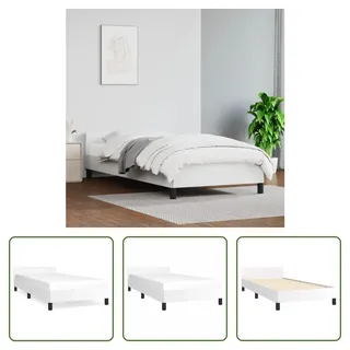 The Living Store Bettgestell mit Kopfteil Weiß 90x200 cm Kunstleder - Weiß