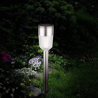 Polarlite 1518443 52288 Solar-Gartenleuchte 5er Set LED 0.5W Tageslichtweiß Edelstahl, Bianco