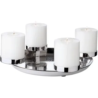 Edzard Adventskranz Kaya (Ø 36 cm), silberfarben, für Stumpenkerzen ø 8 cm
